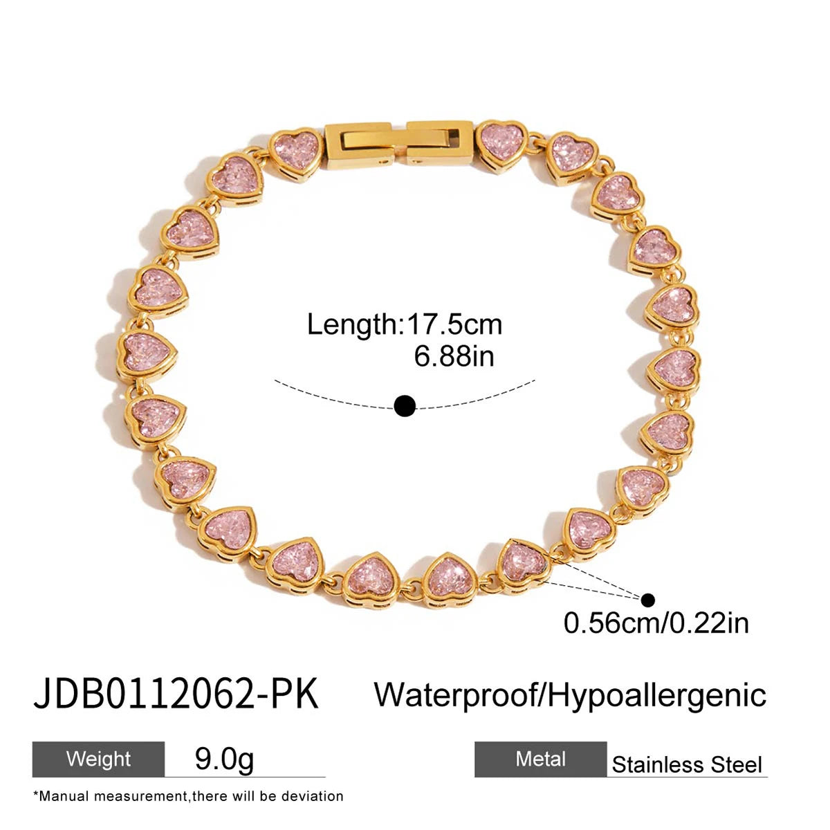 Youthway Zircon Star Metal Chain Bracelet Bangle Gold Plated Stainless Steel Watproof Summer Trendy Wrist Jewelry For Women