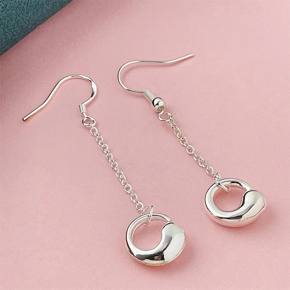 925 Silver Heart Shape Earrings Women Exquisite Student Jewelry Accessories