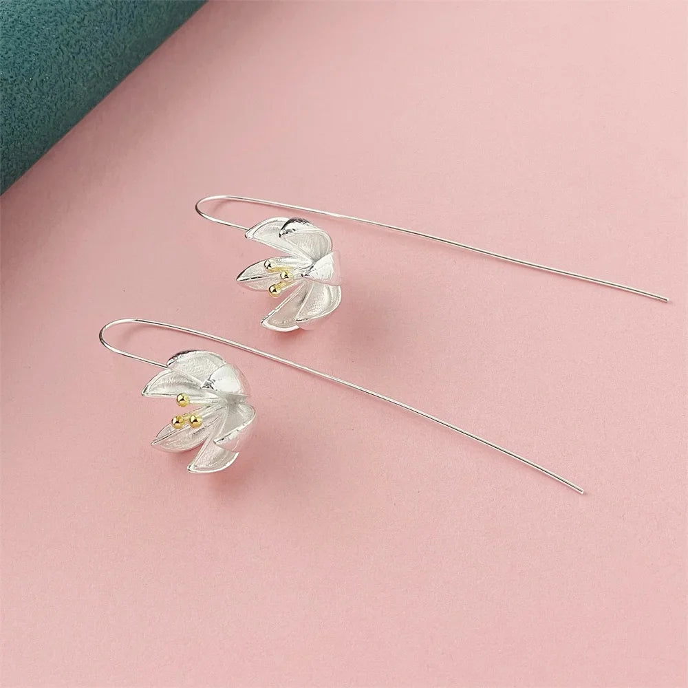 925 Silver Heart Shape Earrings Women Exquisite Student Jewelry Accessories