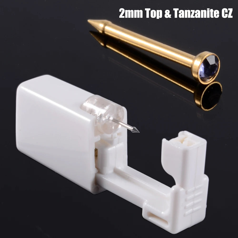 Disposable Safe Sterile Piercing Unit For Nose Studs Piercing Gun Tool Machine Kit Stud CZ Earrings Body Jewelry Easy Used 0.8mm