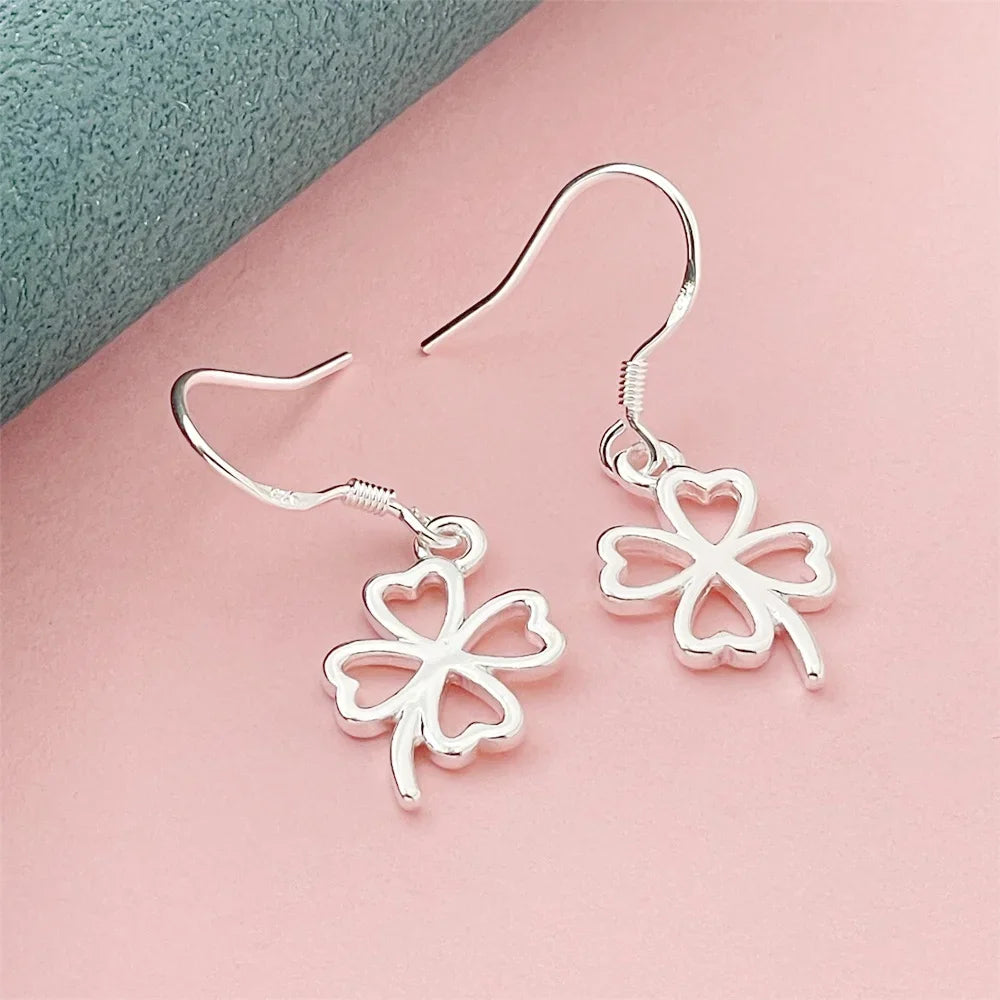 925 Silver Heart Shape Earrings Women Exquisite Student Jewelry Accessories