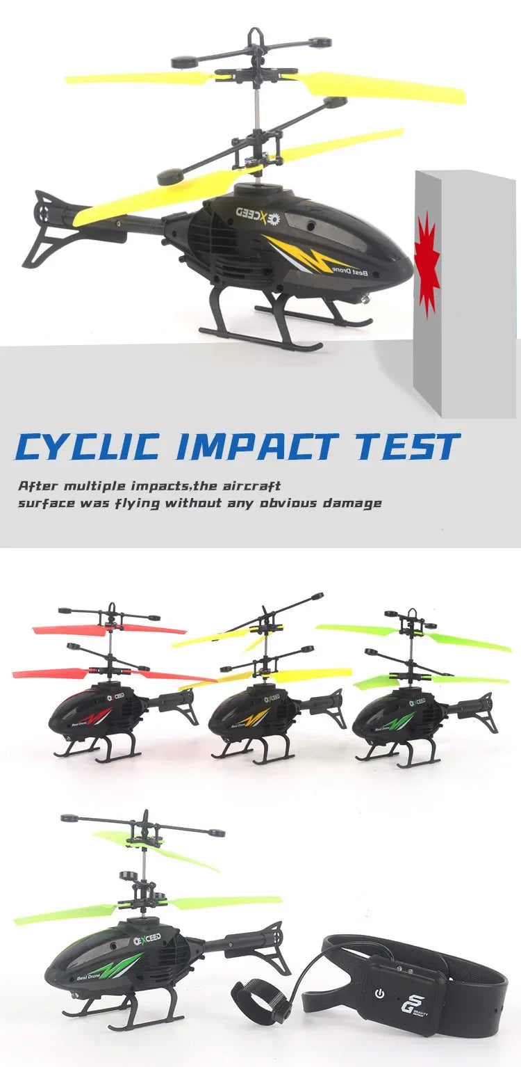 Watch Wrist Hand Controlled Induction Aircraft Impact Resistant Helicopter with Lighting Rechargeable Mini RC Drone