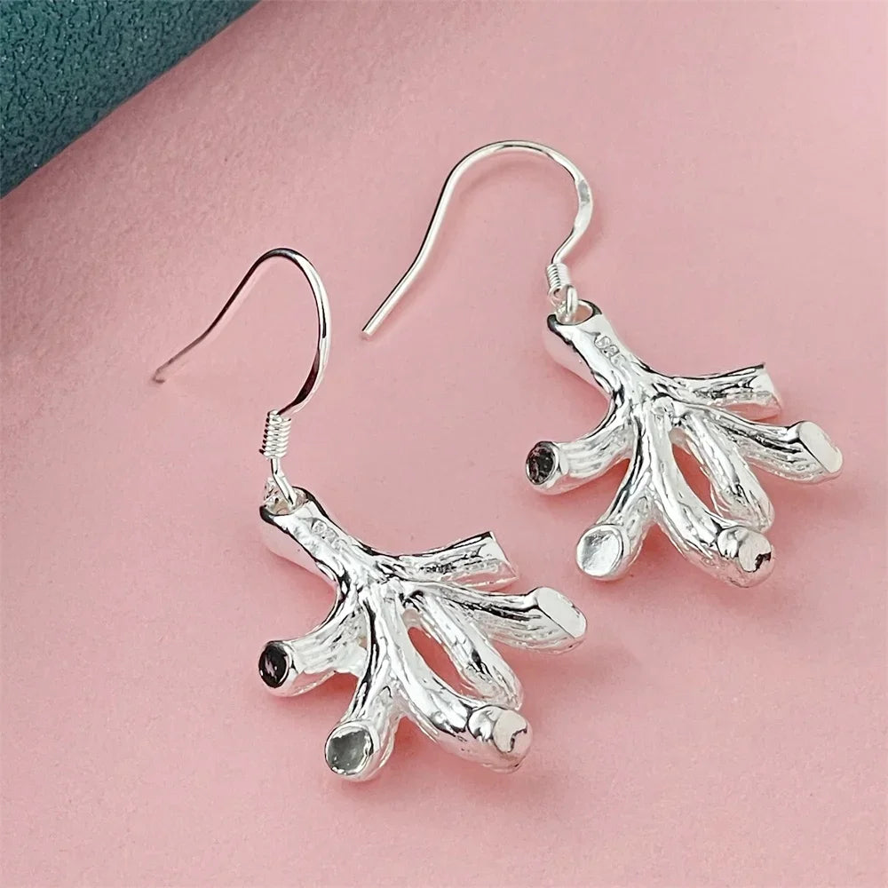 925 Silver Heart Shape Earrings Women Exquisite Student Jewelry Accessories