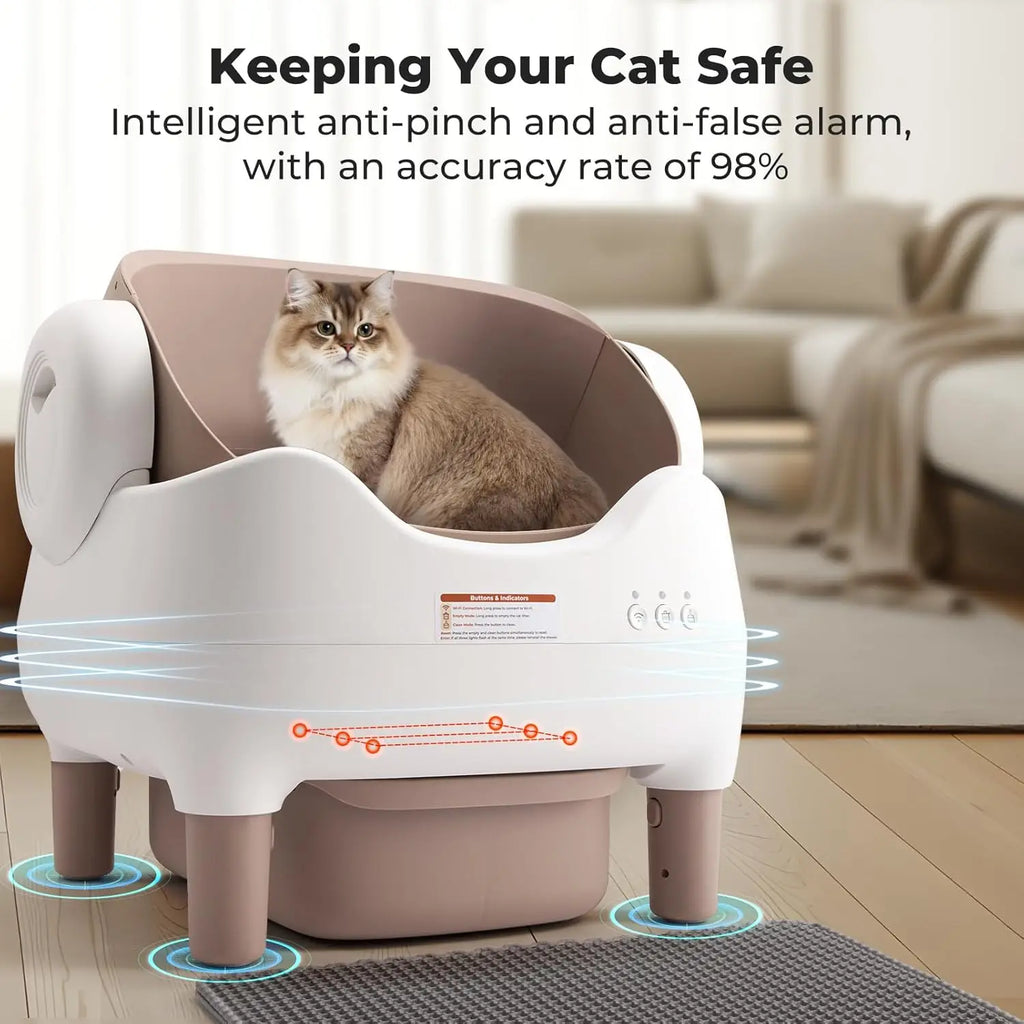 Automatic Smart Cat Litter Box Self Cleaning Pet Toilet APP Control Open Top Cat Litter Box Extra Large Space for Multiple Cat