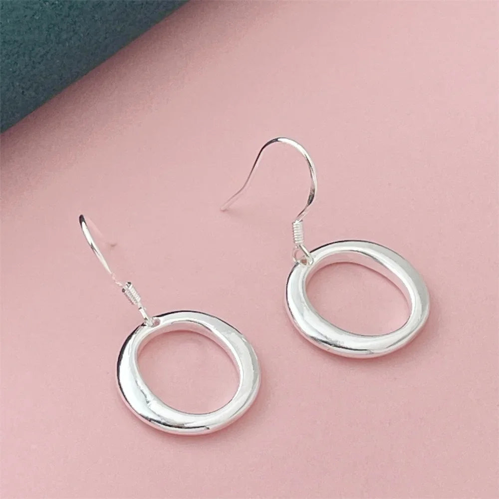 925 Silver Heart Shape Earrings Women Exquisite Student Jewelry Accessories