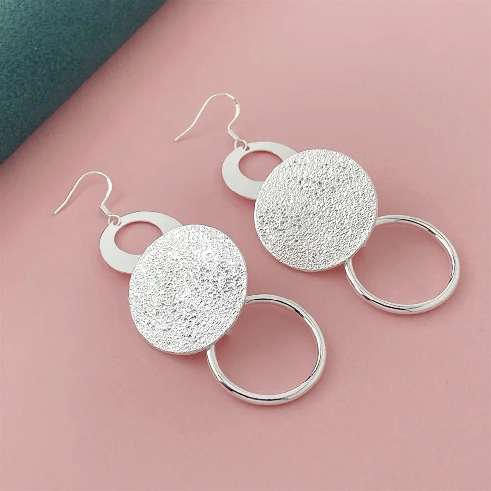 925 Silver Heart Shape Earrings Women Exquisite Student Jewelry Accessories