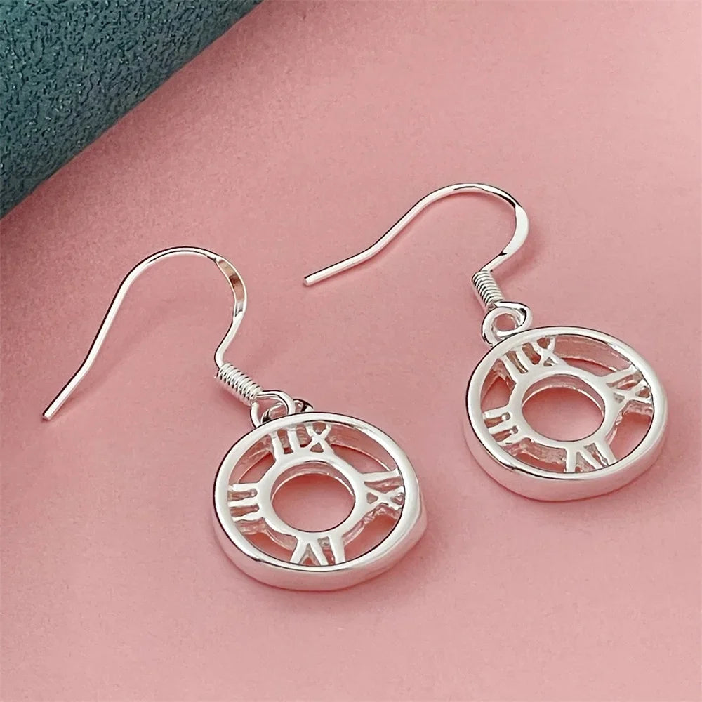 925 Silver Heart Shape Earrings Women Exquisite Student Jewelry Accessories