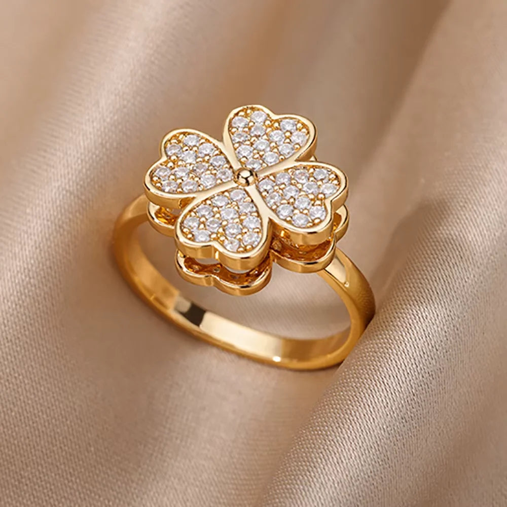 Chic Gold Zircon Ring for Women – Fashion Stainless Steel Jewelry