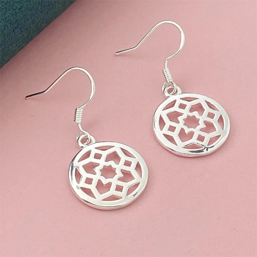 925 Silver Heart Shape Earrings Women Exquisite Student Jewelry Accessories