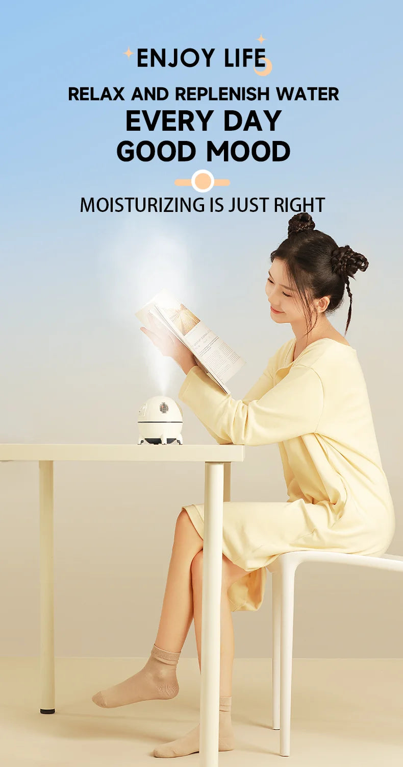 220mL Space Capsule Air Humidifier USB Plug in Rechargeable Mist Aromatherapy Water Diffuser 7 Colors Atmosphere Light