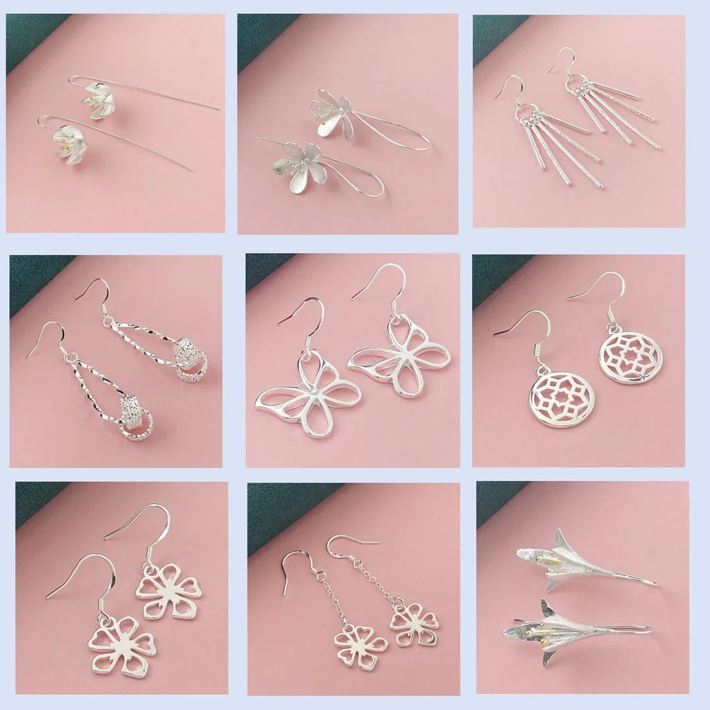 925 Silver Heart Shape Earrings Women Exquisite Student Jewelry Accessories