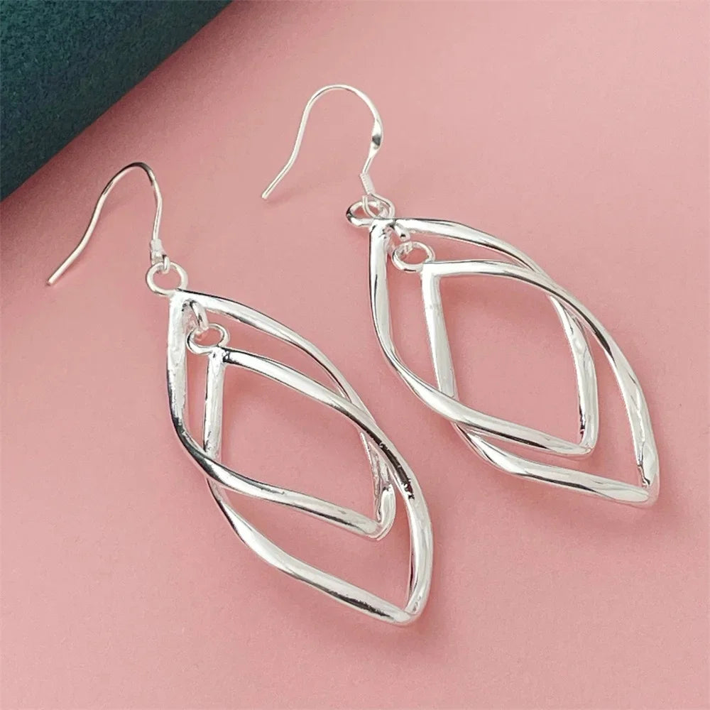 925 Silver Heart Shape Earrings Women Exquisite Student Jewelry Accessories