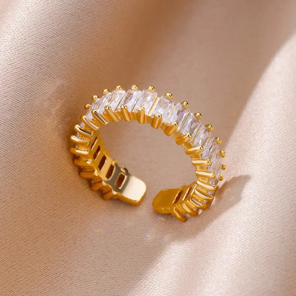 Chic Gold Zircon Ring for Women – Fashion Stainless Steel Jewelry