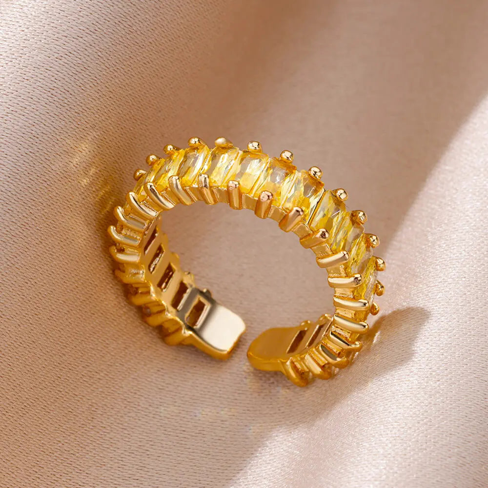 Chic Gold Zircon Ring for Women – Fashion Stainless Steel Jewelry