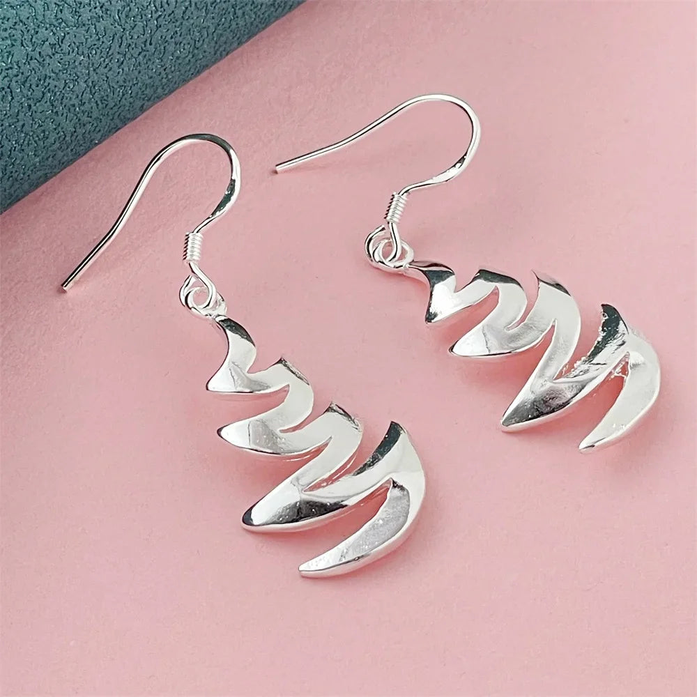 925 Silver Heart Shape Earrings Women Exquisite Student Jewelry Accessories