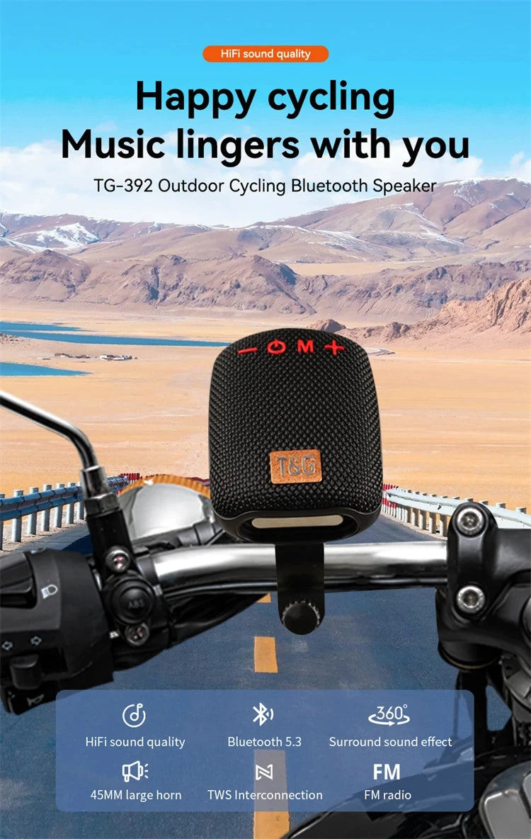 TG392 Outdoor Bicycle Bluetooth Speaker Portable Wireless Sound Box Rechargeable Handlebar Speaker Waterproof Bluetooth Speaker