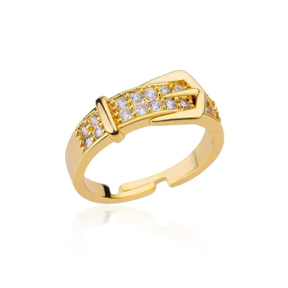 Chic Gold Zircon Ring for Women – Fashion Stainless Steel Jewelry
