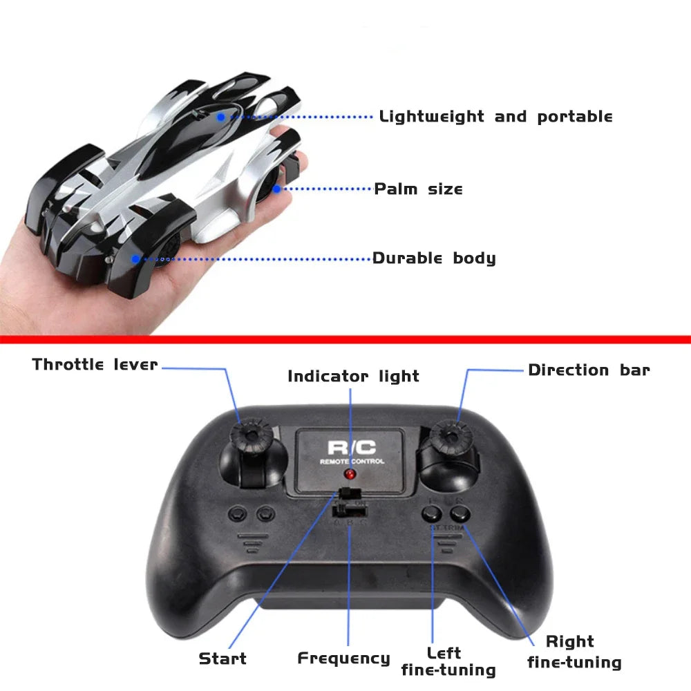 SENNIXIONG RC 1:24 Wall Climbing Car With Light Anti Gravity 360 Rotating Model Electric Stunt Drifting Vehicle Toy for Children
