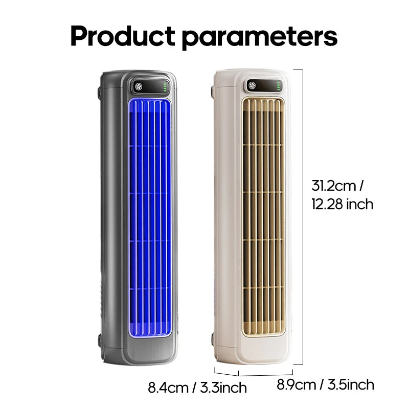 KINSCOTER Portable Air Conditioner Fan 2000mAh Quiet Desktop Tower Fan Wall Non-drilling Circulating Fan 3 Speeds Adjustable