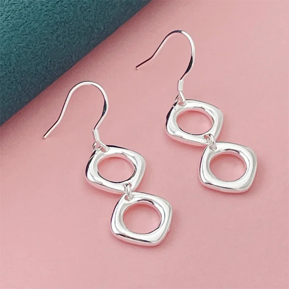925 Silver Heart Shape Earrings Women Exquisite Student Jewelry Accessories