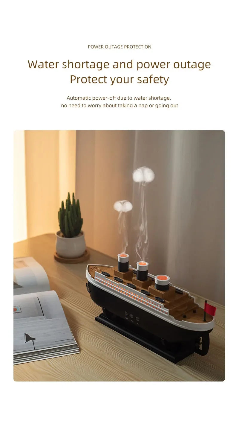 Titanic Ship Model Air Humidifier Home 250ml Remote Control Essential Oil Jellyfish Smoke Ring Spray Aroma Diffuser Humidifiers