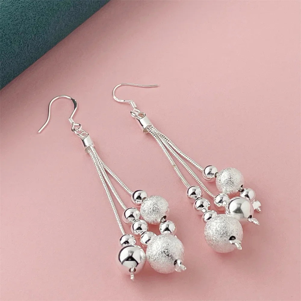925 Silver Heart Shape Earrings Women Exquisite Student Jewelry Accessories