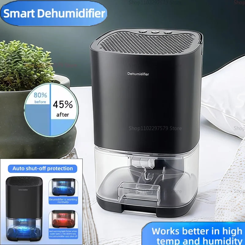 Smart Compact Air Purifier & Dehumidifier Ideal for Home Office Bedroom Kitchen Living Room Mini Unit with Deodorizer EU/US Plug