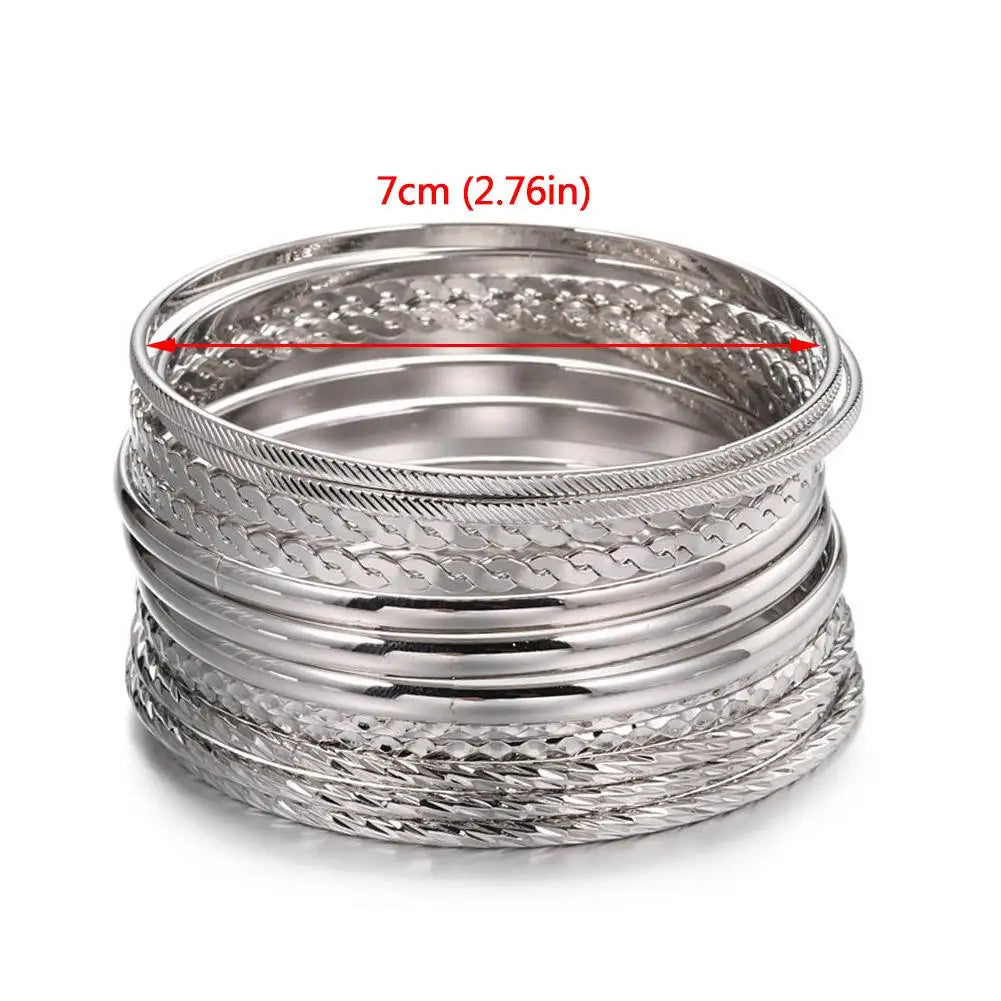 12pcs Punk Curb Cuban Chain Bracelets Set for Women Miami Boho Thick Gold Color Charm Bracelets Bangles Fashion Jewelry Y2C7