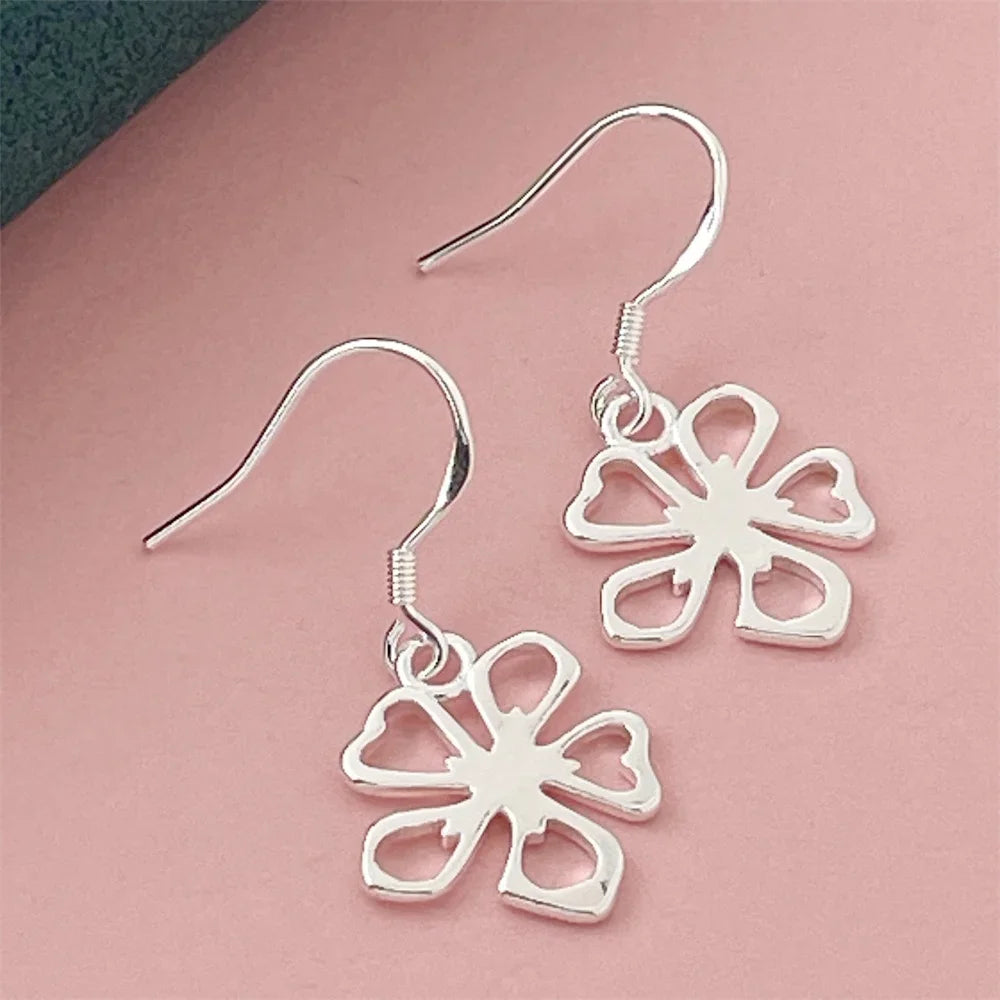 925 Silver Heart Shape Earrings Women Exquisite Student Jewelry Accessories